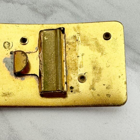 Vintage Rhinestone Floral Gold Tone Cinch Belt Buckle - Picture 9 of 10